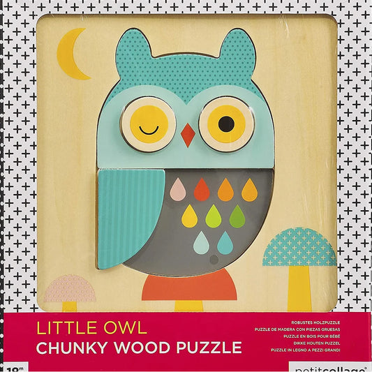 Petit Owl Chunky Wooden Tray Puzzle / لغز صينية خشبية مكتنزة على شكل بومة صغيرة