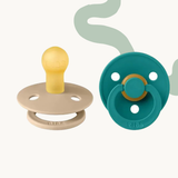 BIBS Colour Glow Pacifier — Taupe/Scuba, Size 2 (2 Pack)