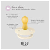 Bibs Pacifier  Colour  4 pack  Latex Size 1 Ivory Blush WoodChuck Bloosom