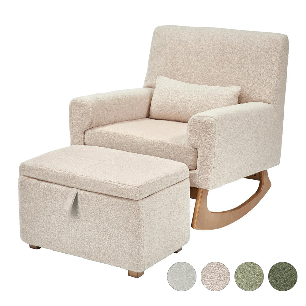 Gaia Serena Rocking Chair & Footstool — Biscuit Bouclé