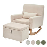 Gaia Chair and Footstool Biscuit Boucle