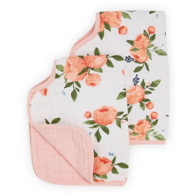 Little Unicorn Muslin Burp Cloth  Watercolor Roses 2