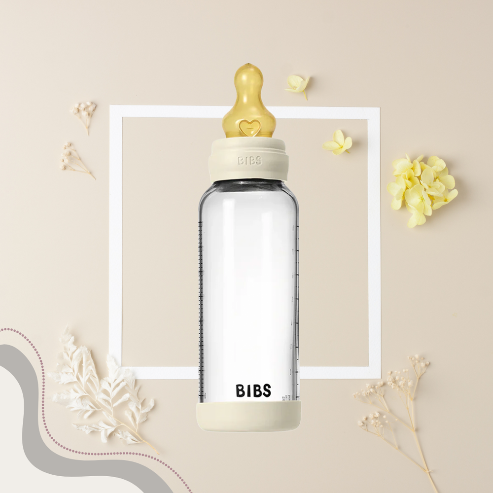 Bibs Baby Glass Bottle Round 1 Pack Latex 240ml
