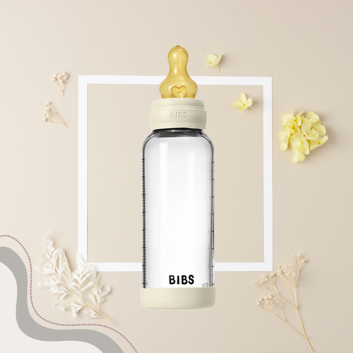 Bibs Baby Glass Bottle Round 1 Pack Latex 240ml