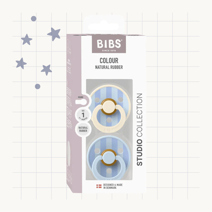 Bibs Pacifier Studio Colour 2 pack Block Latex Size