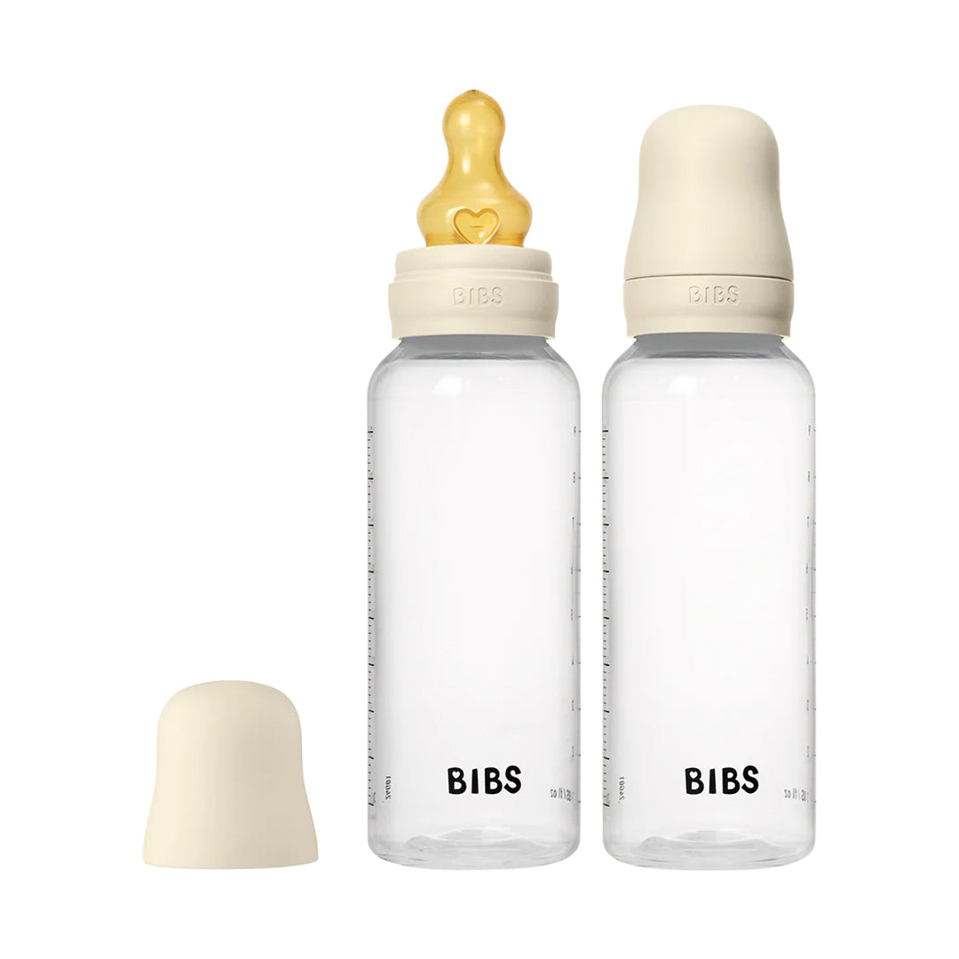 Bibs Bottle Round Nipple Latex 2 pack 270ml Medium  Flow Ivory