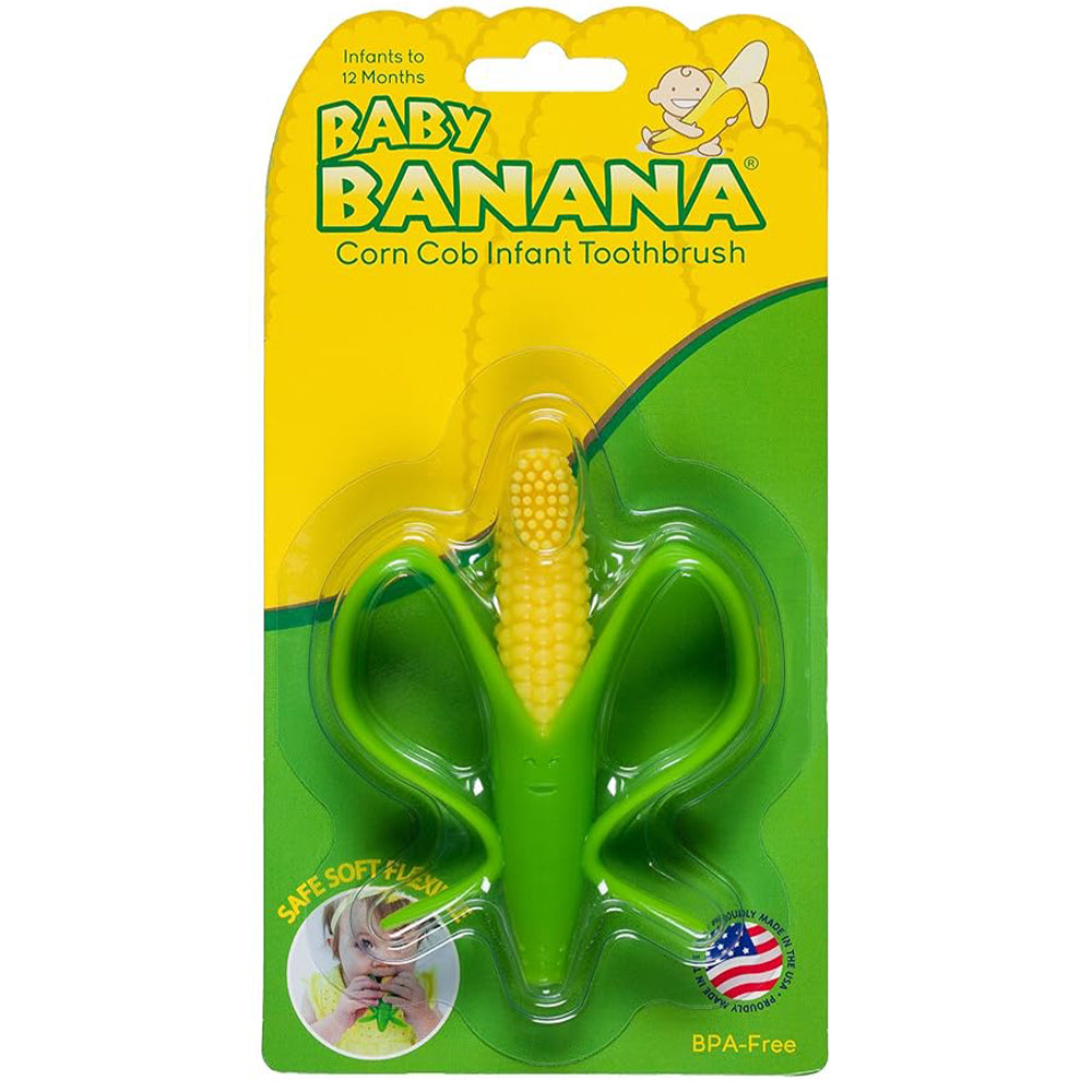 Baby Banana Corn Cob Infant Toothbrush Yellow- فرشاة أسنان الطفل الموز والذرة الصفراء