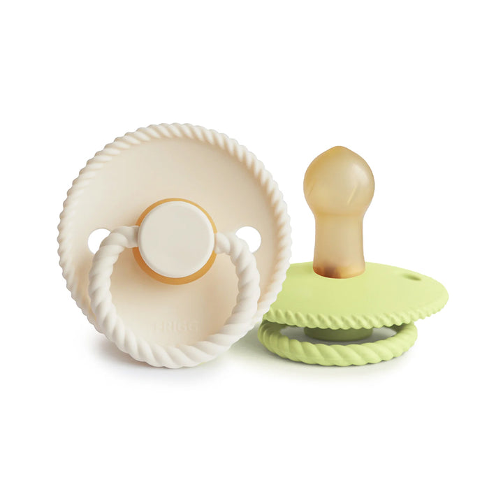 FRIGG Rope Latex Pacifier — Cream/Green Tea, Size 2 (2 Pack)