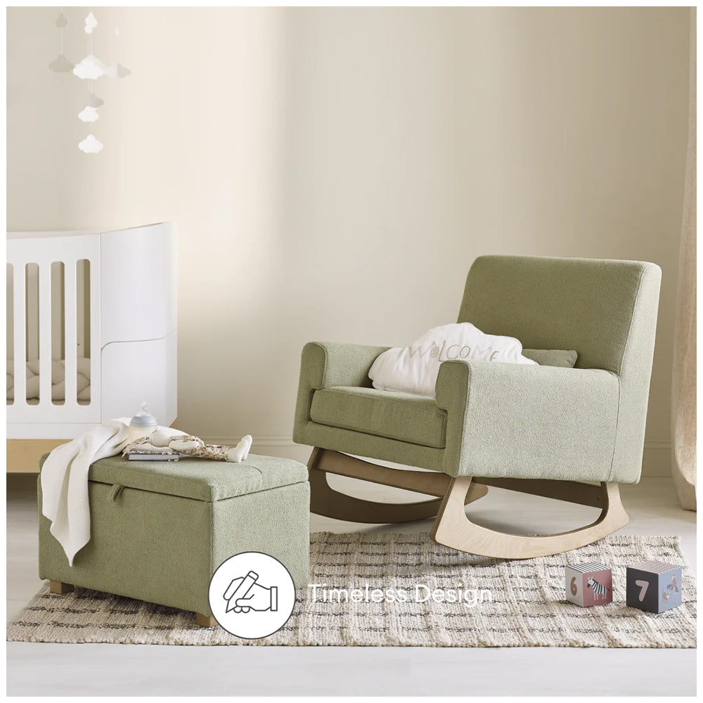 Gaia Chair  and Footstool Sage Boucle