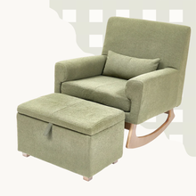 Gaia Chair  and Footstool Sage Boucle