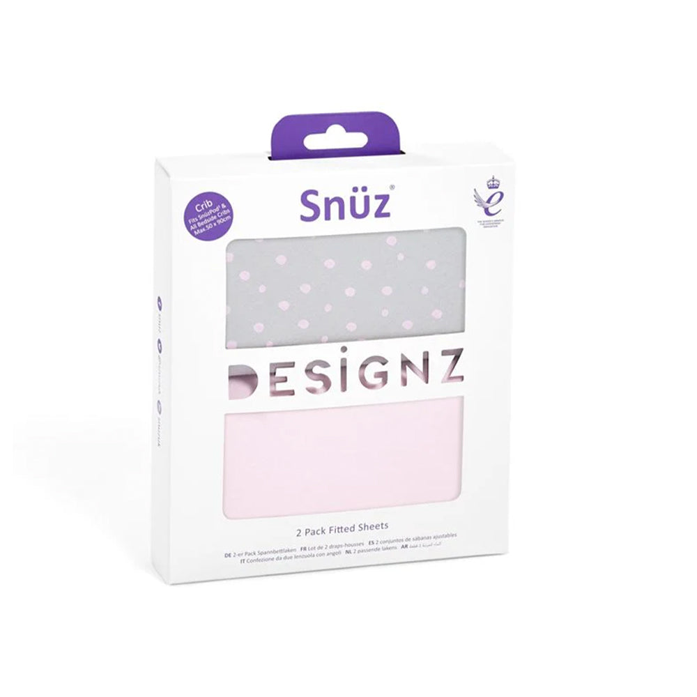 Snuz 2pack Crib Fitted Sheets / مجموعة ملاءات سرير الأطفال من سنوز مكونة من قطعتين
