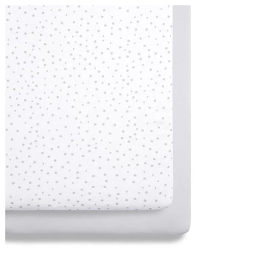Snuz 2pack Crib Fitted Sheets / مجموعة ملاءات سرير الأطفال من سنوز مكونة من قطعتين