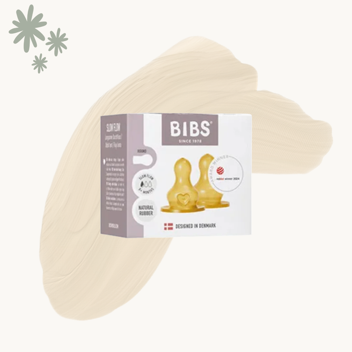 Bibs Baby Bottle Nipple Round Latex 2 Pack Slow Flow