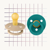 BIBS Colour Glow Pacifier — Taupe/Scuba, Size 1 (2 Pack)
