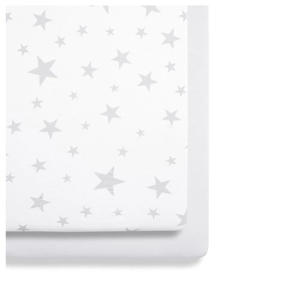 Snuz 2pack Crib Fitted Sheets / مجموعة ملاءات سرير الأطفال من سنوز مكونة من قطعتين