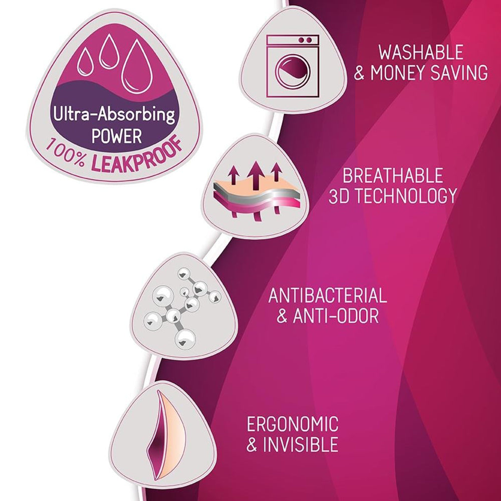 Curve Essential Plus 4 Washable Nusring Pads Night Pur/كيرف إسنشيال بلس 4 وسادات رضاعة قابلة للغسل باللون الأرجواني الليليpple