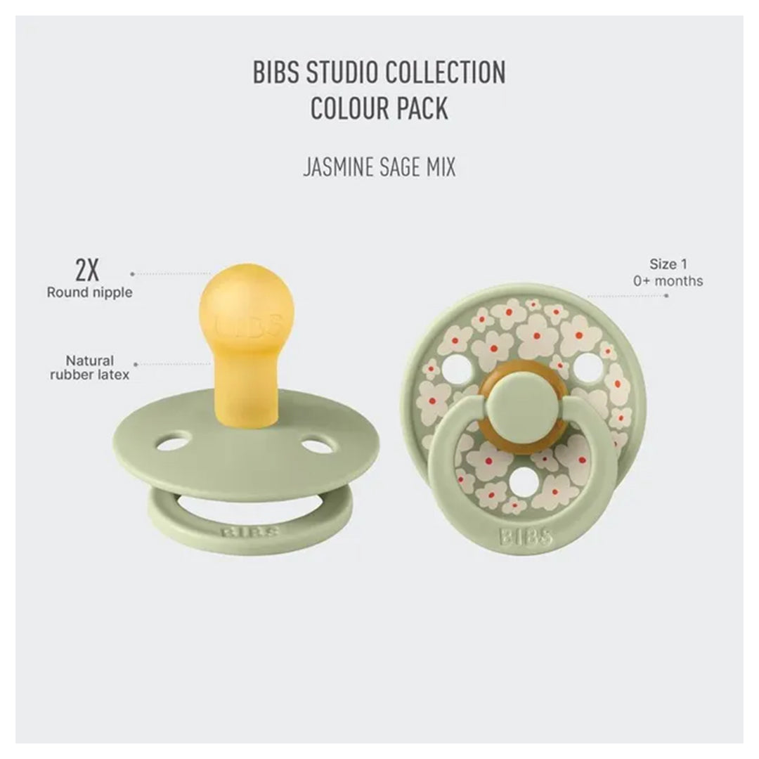 BIbs Pacifier Studio Colour 2 Pack Jasmine Latex Size 1