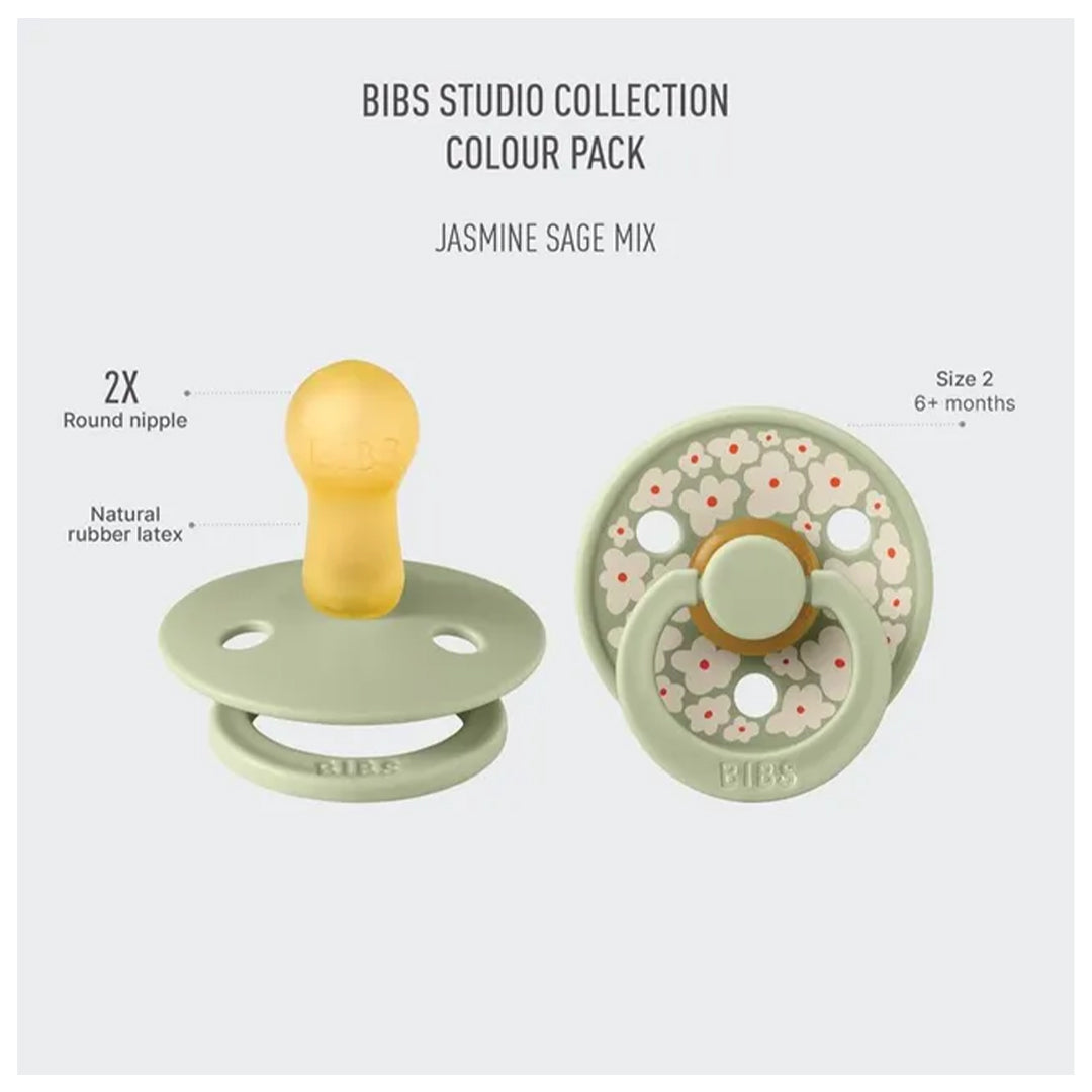 BIbs Pacifier Studio Colour 2 Pack Jasmine Latex Size 2
