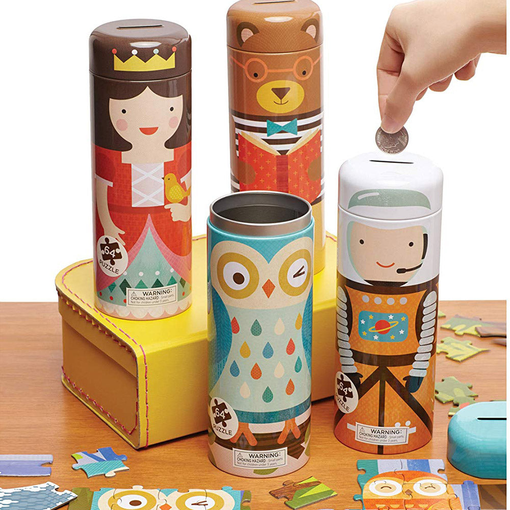 Tin Can Puzzle Owl Family