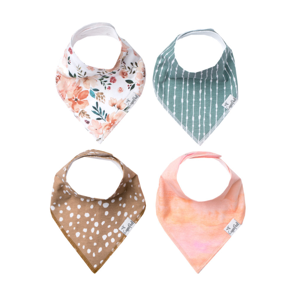 Copper Pearl Bandana Bibs 4 Pack / صدريات باندانا لؤلؤية نحاسية مكونة من 4 قطع