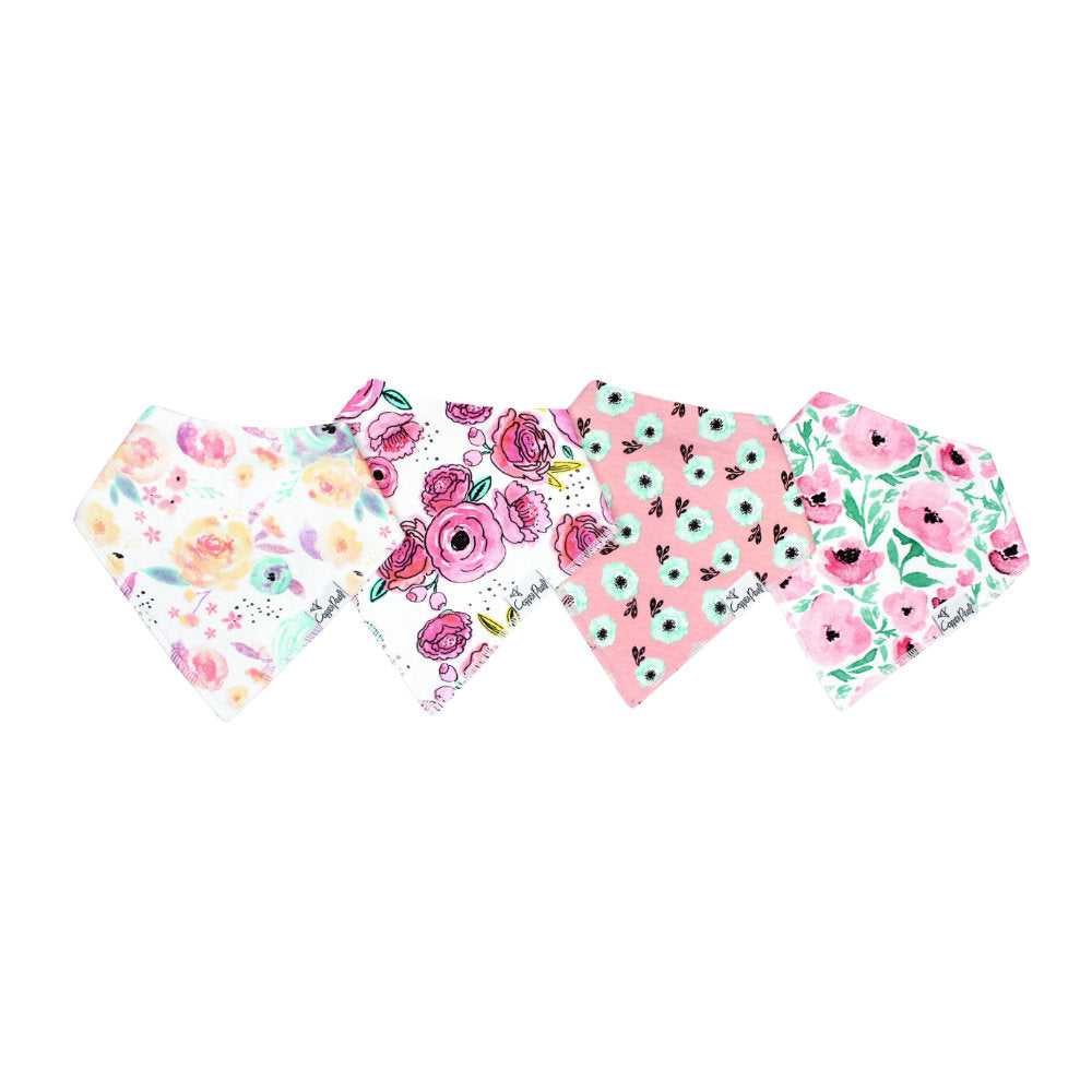 Copper Pearl Bandana Bibs 4 Pack / صدريات باندانا لؤلؤية نحاسية مكونة من 4 قطع