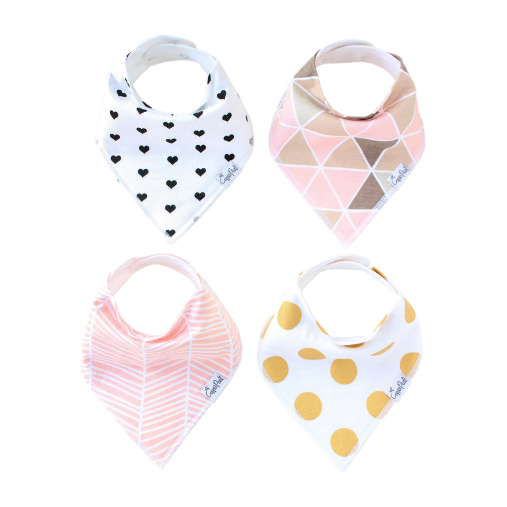 Copper Pearl Bandana Bibs 4 Pack / صدريات باندانا لؤلؤية نحاسية مكونة من 4 قطع