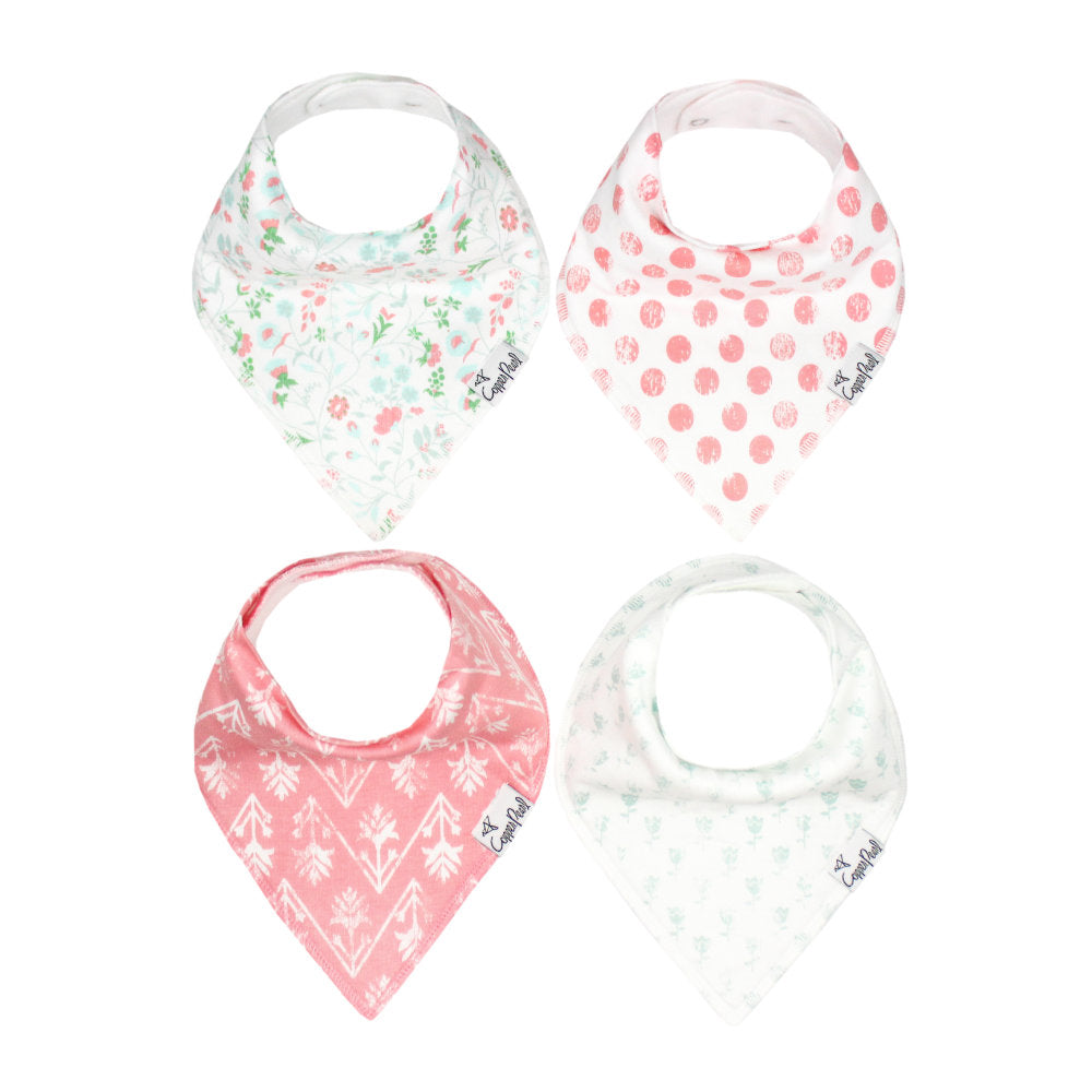 Copper Pearl Bandana Bibs 4 Pack / صدريات باندانا لؤلؤية نحاسية مكونة من 4 قطع