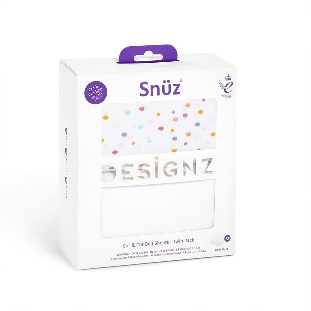 Snuz Twin Pack Sheets Cotbed | طقم ملاءات سرير سنوز المزدوجة
