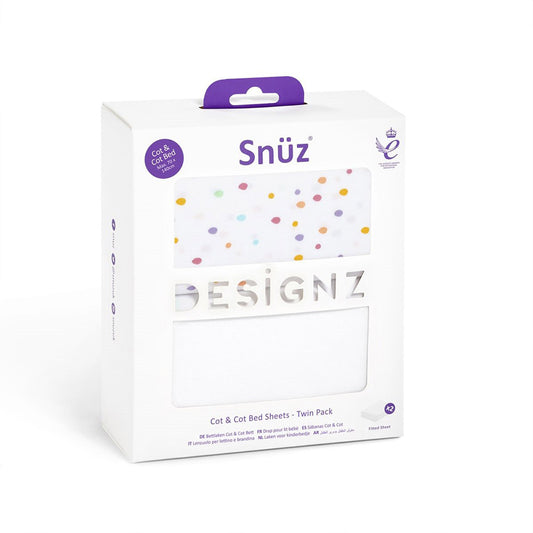 Snuz Twin Pack Sheets Cotbed | طقم ملاءات سرير سنوز المزدوجة