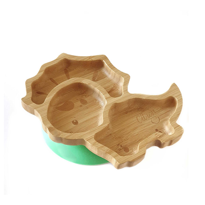 Citron Bamboo Suction Plate with Spoon