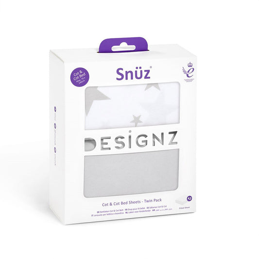 Snuz Twin Pack Sheets Cotbed | طقم ملاءات سرير سنوز المزدوجة