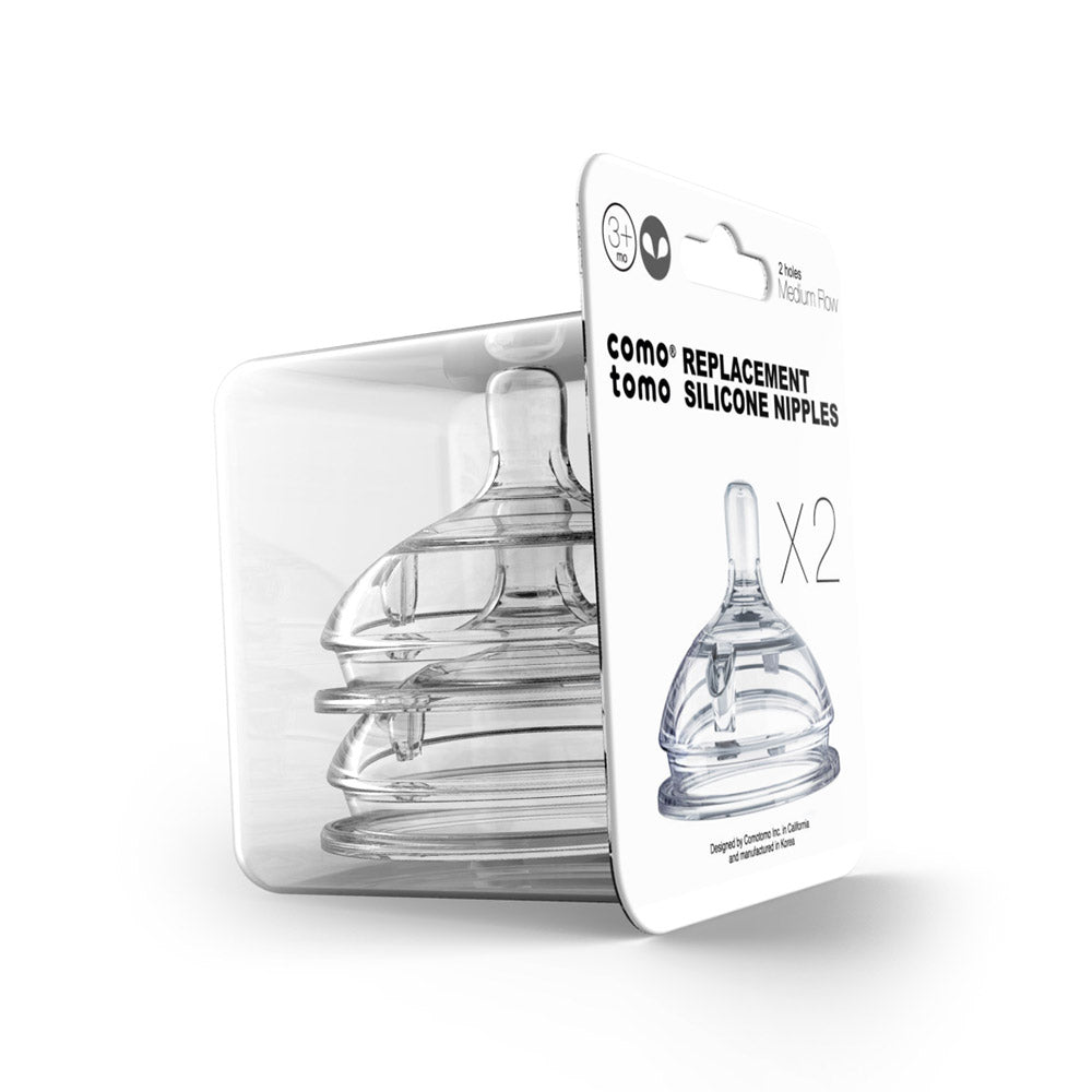 Comotomo Replacement Nipples In Medium Flow For Ages 3-6 M / حلمات كوموتومو البديلة بتدفق متوسط