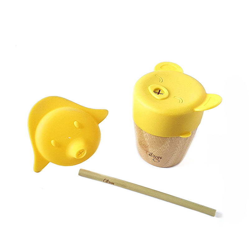 Citron Bamboo Cup With 2 Silicone Lids