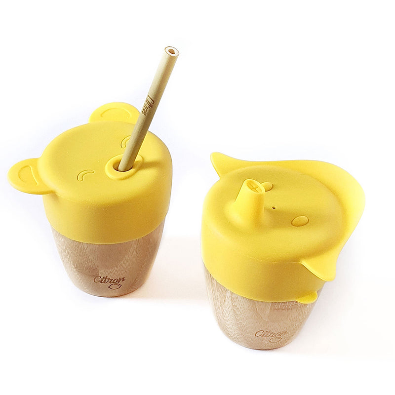 Citron Bamboo Cup With 2 Silicone Lids